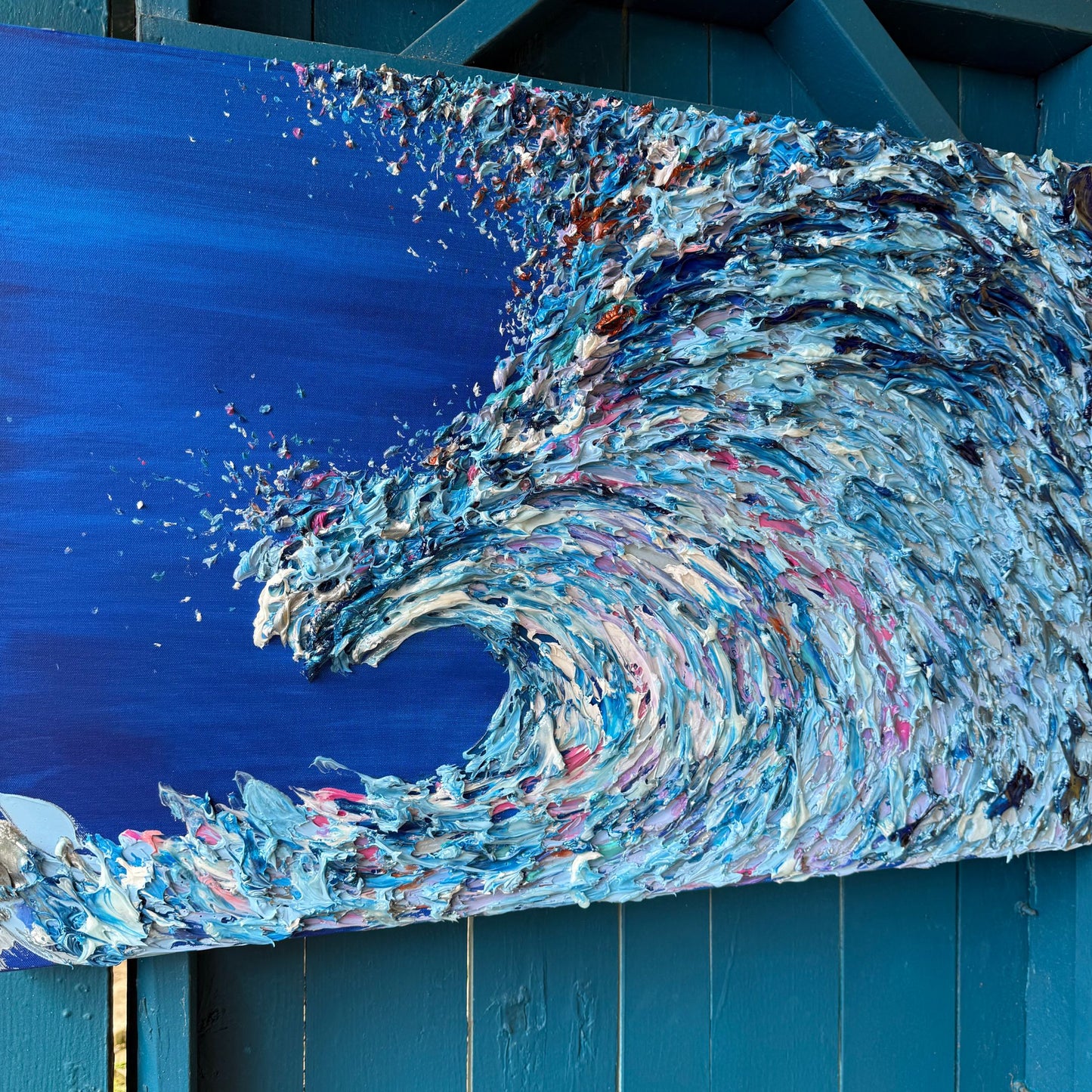 blue wave, textured art, spiritual art, surf art