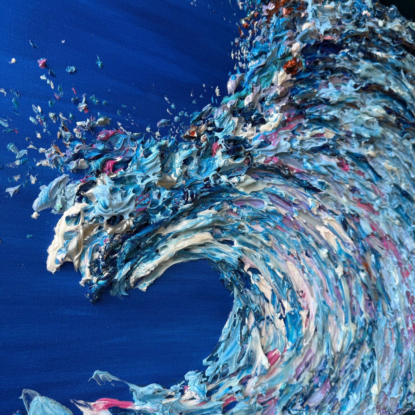 blue wave, textured art, spiritual art, surf art