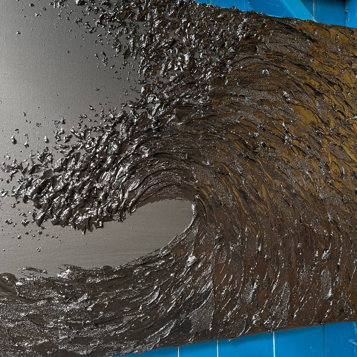 texture art, texture painting, wave art, surf art, black canvas, spiritual art, chakra art