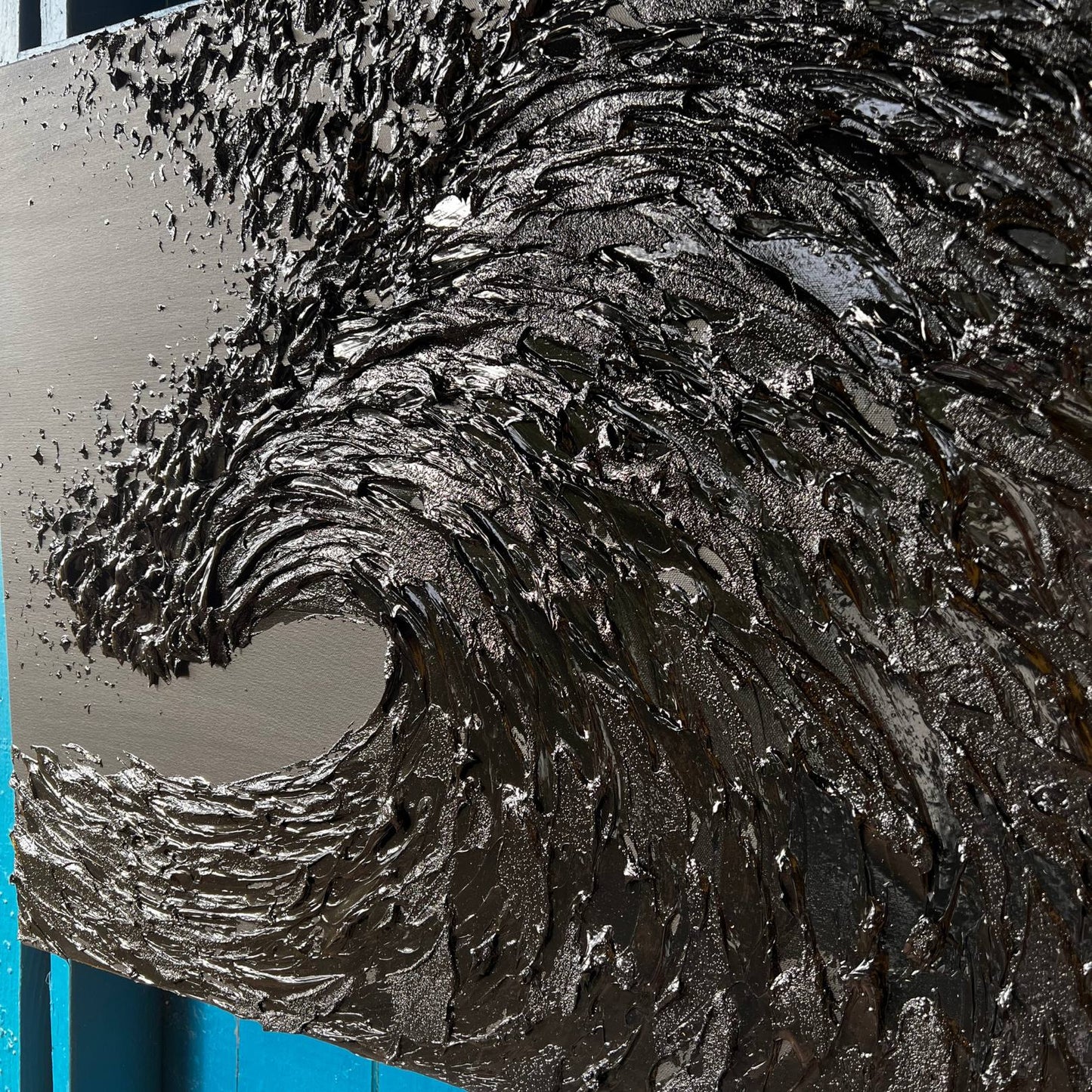 texture art, texture painting, wave art, surf art, black canvas, spiritual art, chakra art