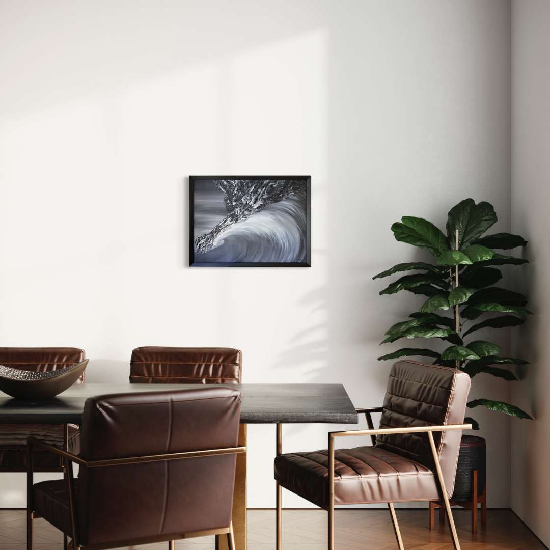 black white art, wave art, surf art, black and white aesthetic, framed art