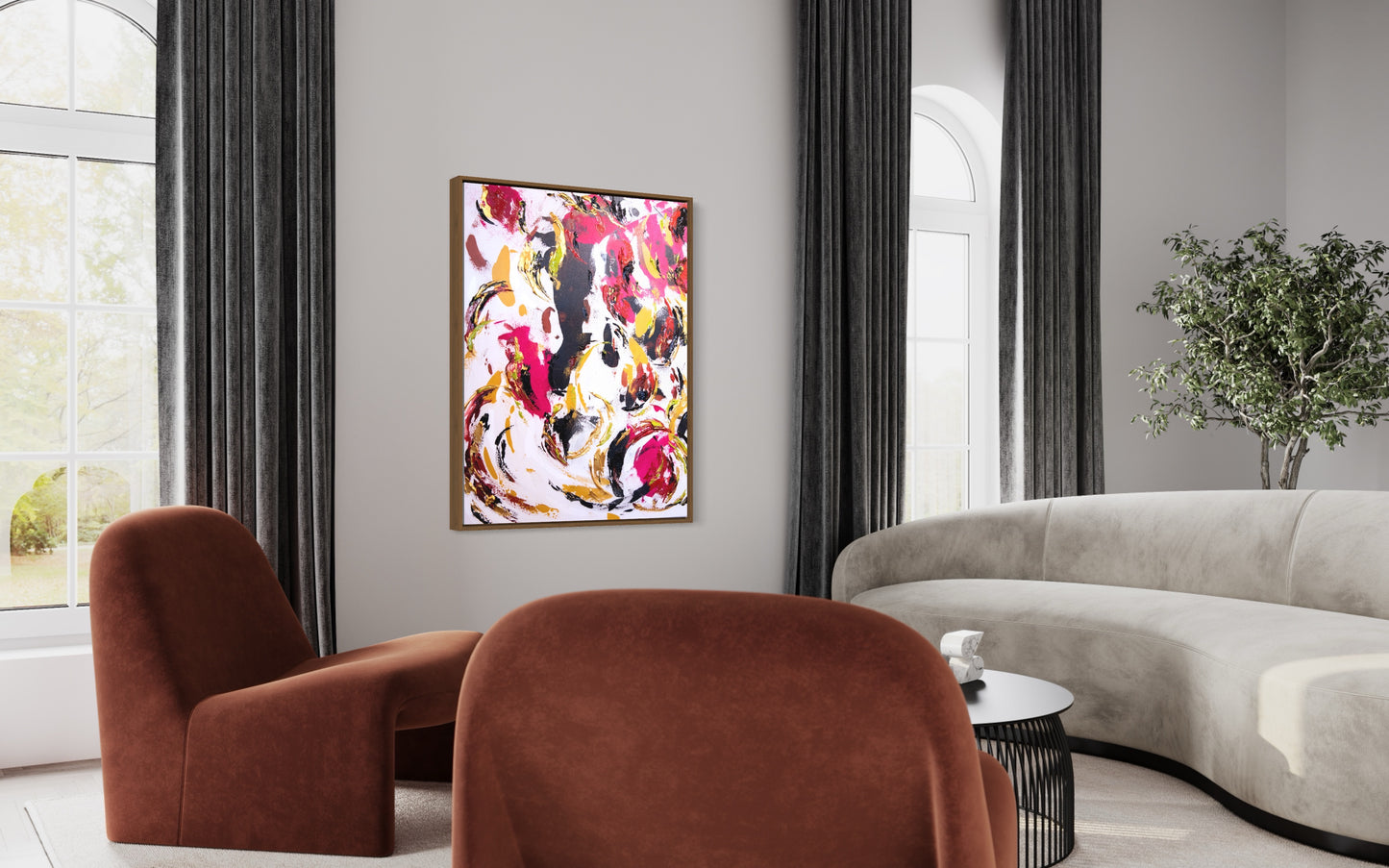 pele, pele goddess painting, hawaii art, magenta, gold art, abstract painting, hawaii abstract, abstract volcano energy, energy art