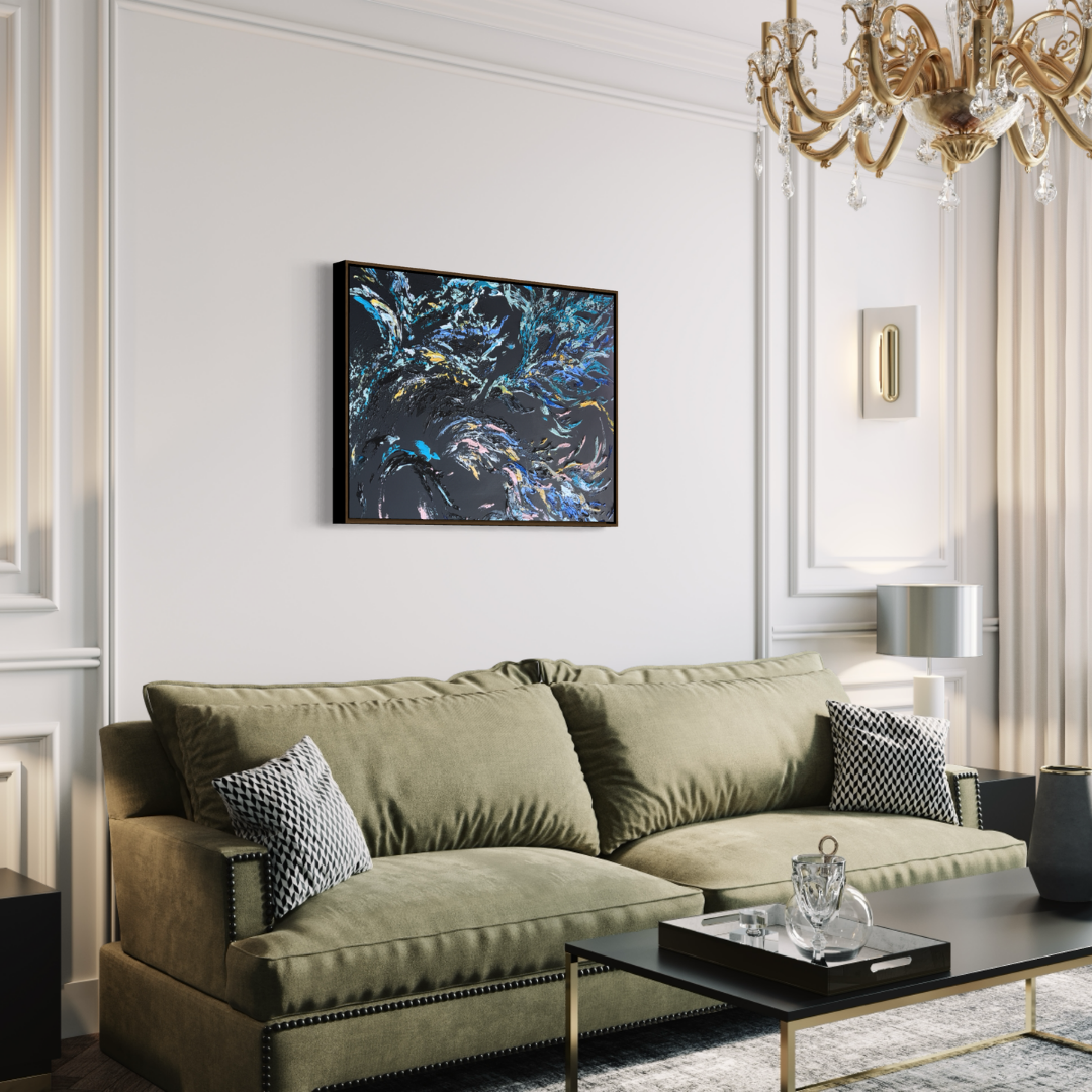 black canvas art, abstract art, energy art, energy healing art, energy activation art, minimal art decor