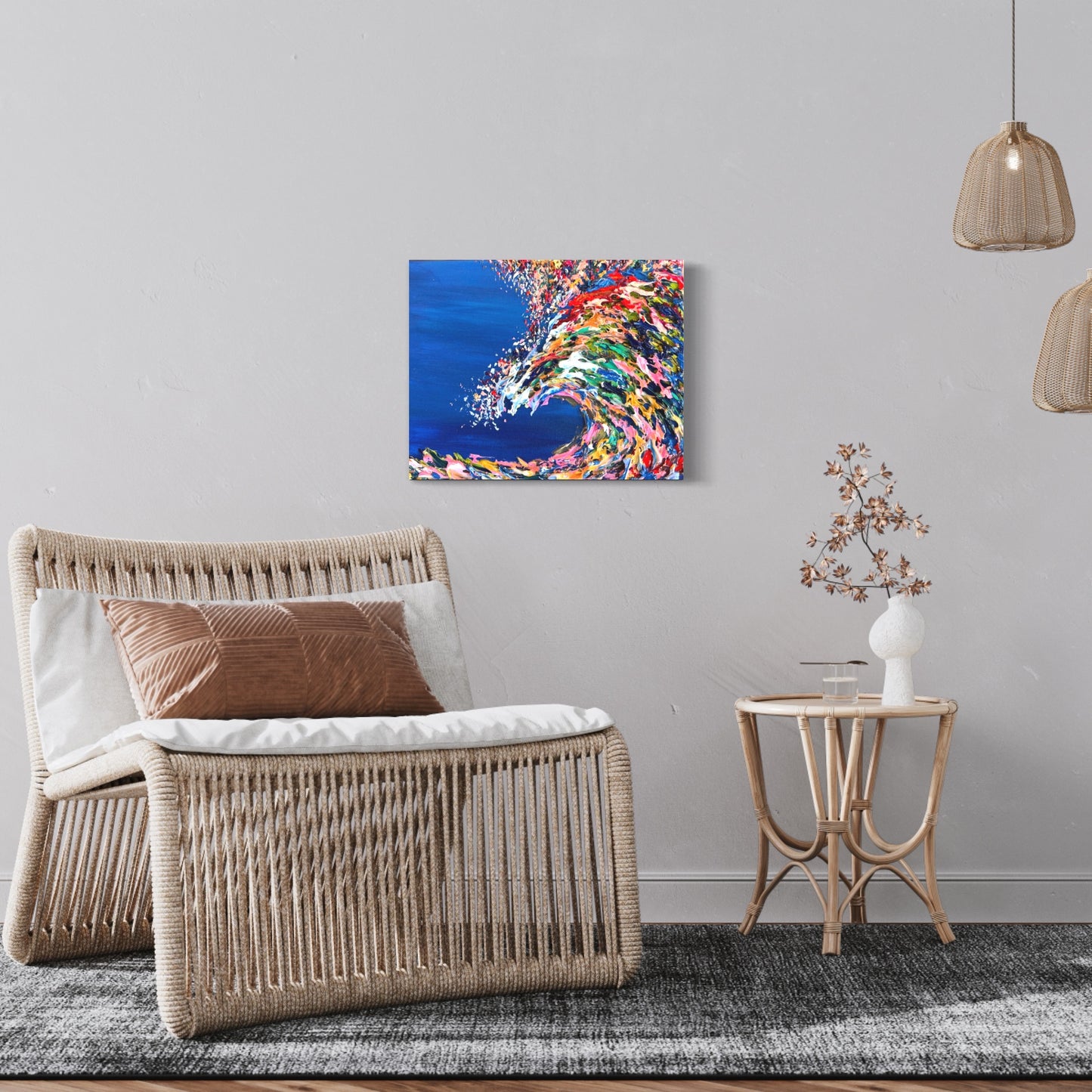 textured wave, hawaiian islands energy art, energy painting, ocean art, hawaii art, blue wave, wave painting