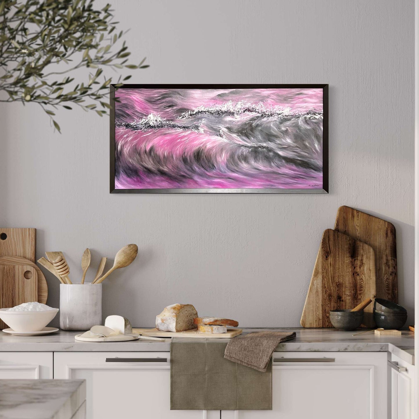 oil painting, purple art, purple aesthetic, purple wave, hawaii art, hawaii painting, ocean painting, seascape painting