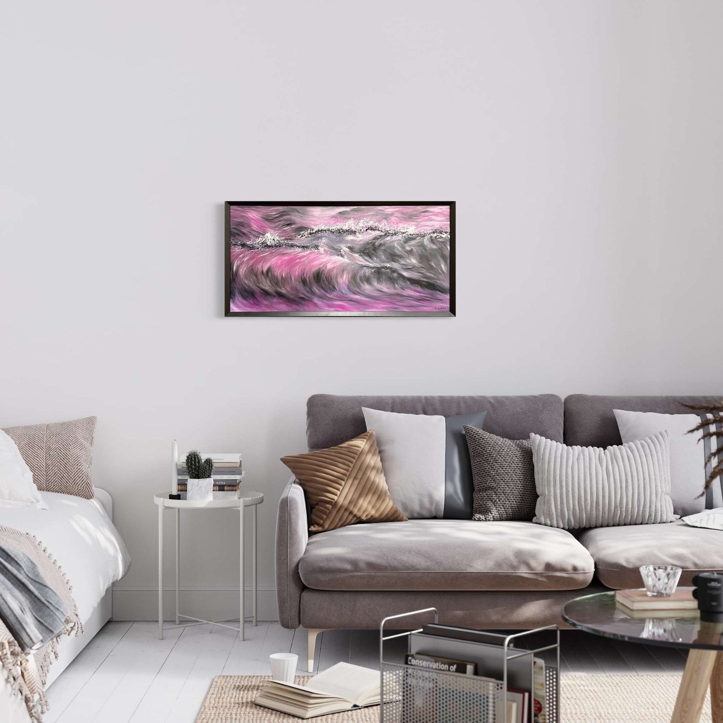 oil painting, purple art, purple aesthetic, purple wave, hawaii art, hawaii painting, ocean painting, seascape painting
