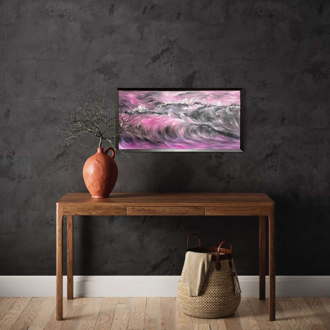 oil painting, purple art, purple aesthetic, purple wave, hawaii art, hawaii painting, ocean painting, seascape painting