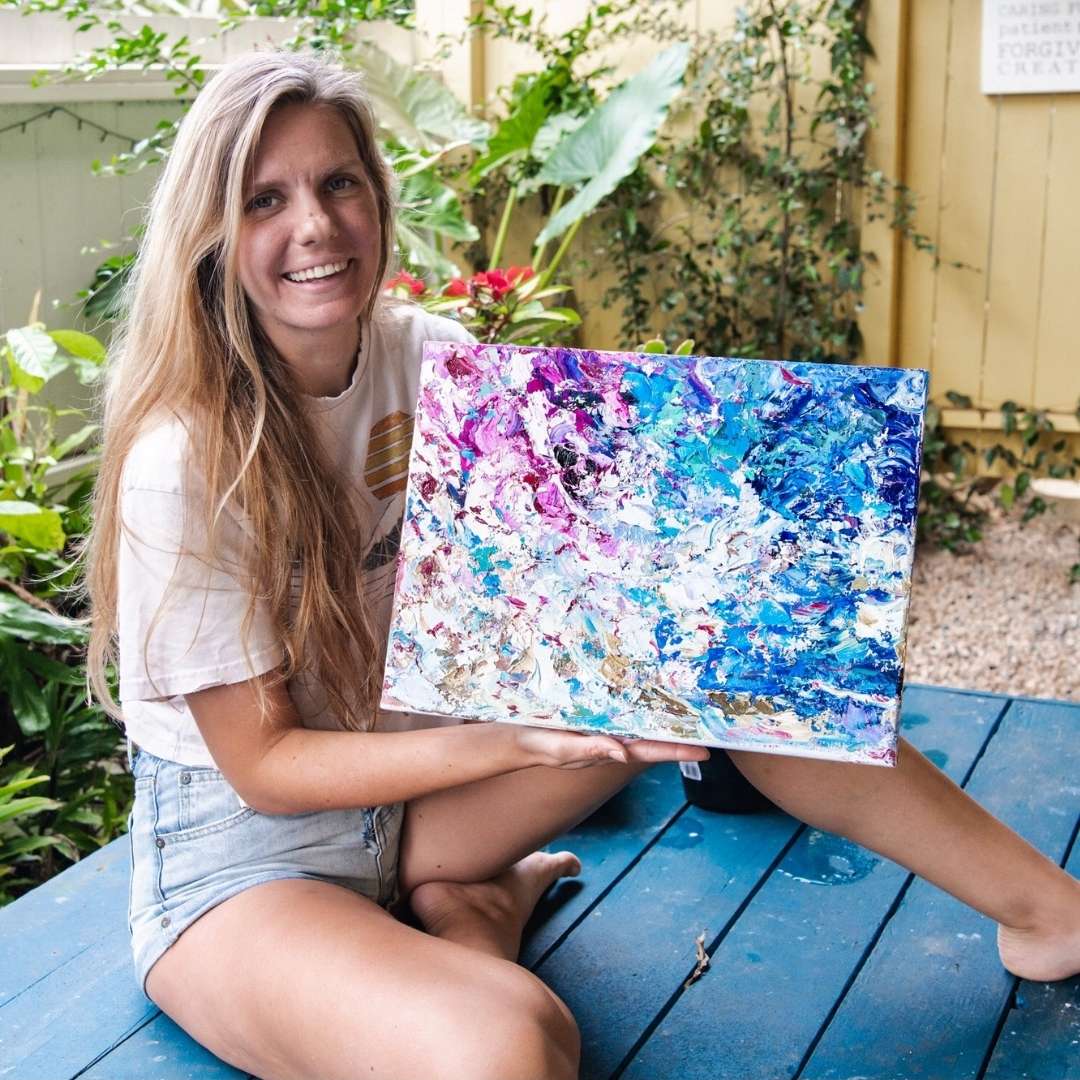 abstract painting, seascape abstract, hawaii art print, ocean art print, abstract ocean, blue, magenta, sand tones