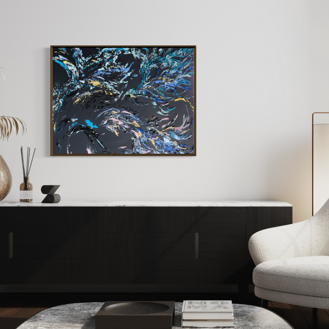 black canvas art, abstract art, energy art, energy healing art, energy activation art, minimal art decor