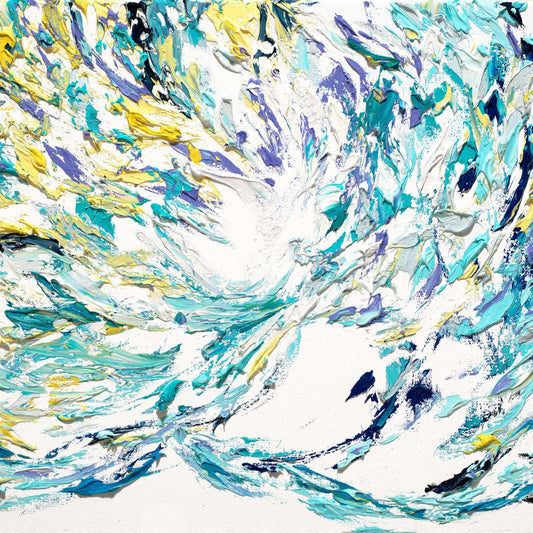 ocean art abstract, ocean abstract, healing art, blue abstract art, yellow home decor, meditation tools, meditation art, chakra art