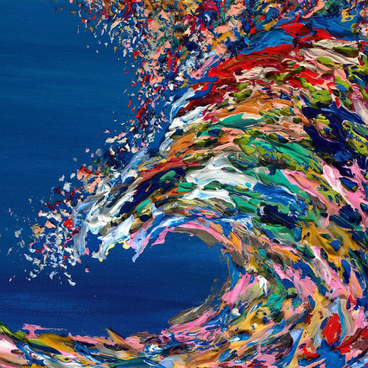 textured wave, hawaiian islands energy art, energy painting, ocean art, hawaii art, blue wave, wave painting