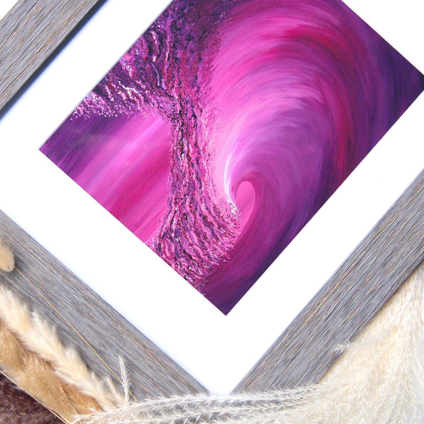 pink aesthetic ocean wave, pink ocean, beach house decor, surf art