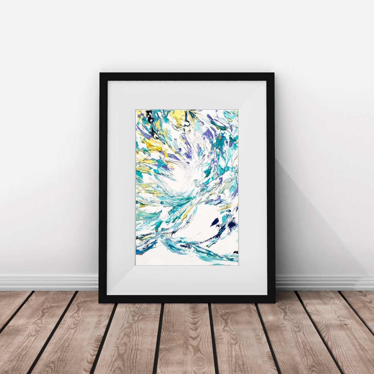 ocean art abstract, ocean abstract, healing art, blue abstract art, yellow home decor, meditation tools, meditation art, chakra art