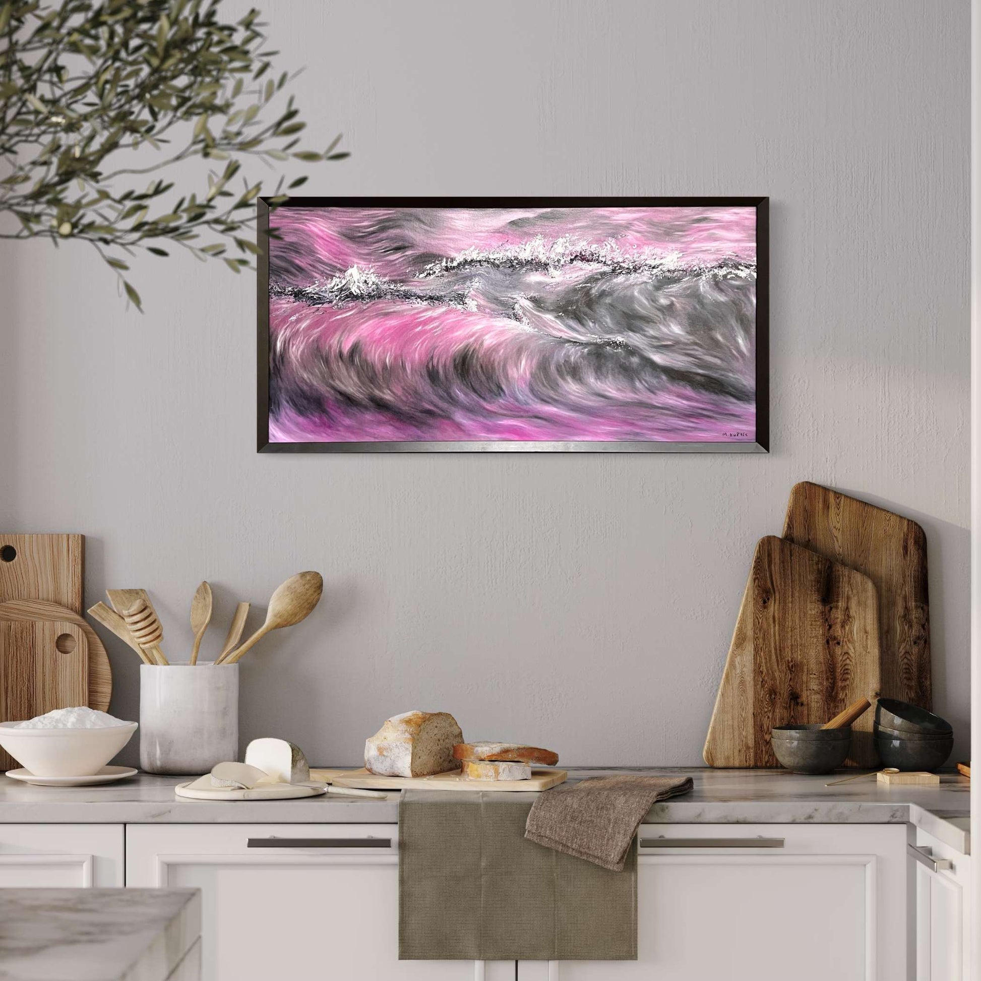 oil painting, purple art, purple aesthetic, purple wave, hawaii art, hawaii painting, ocean painting, seascape painting