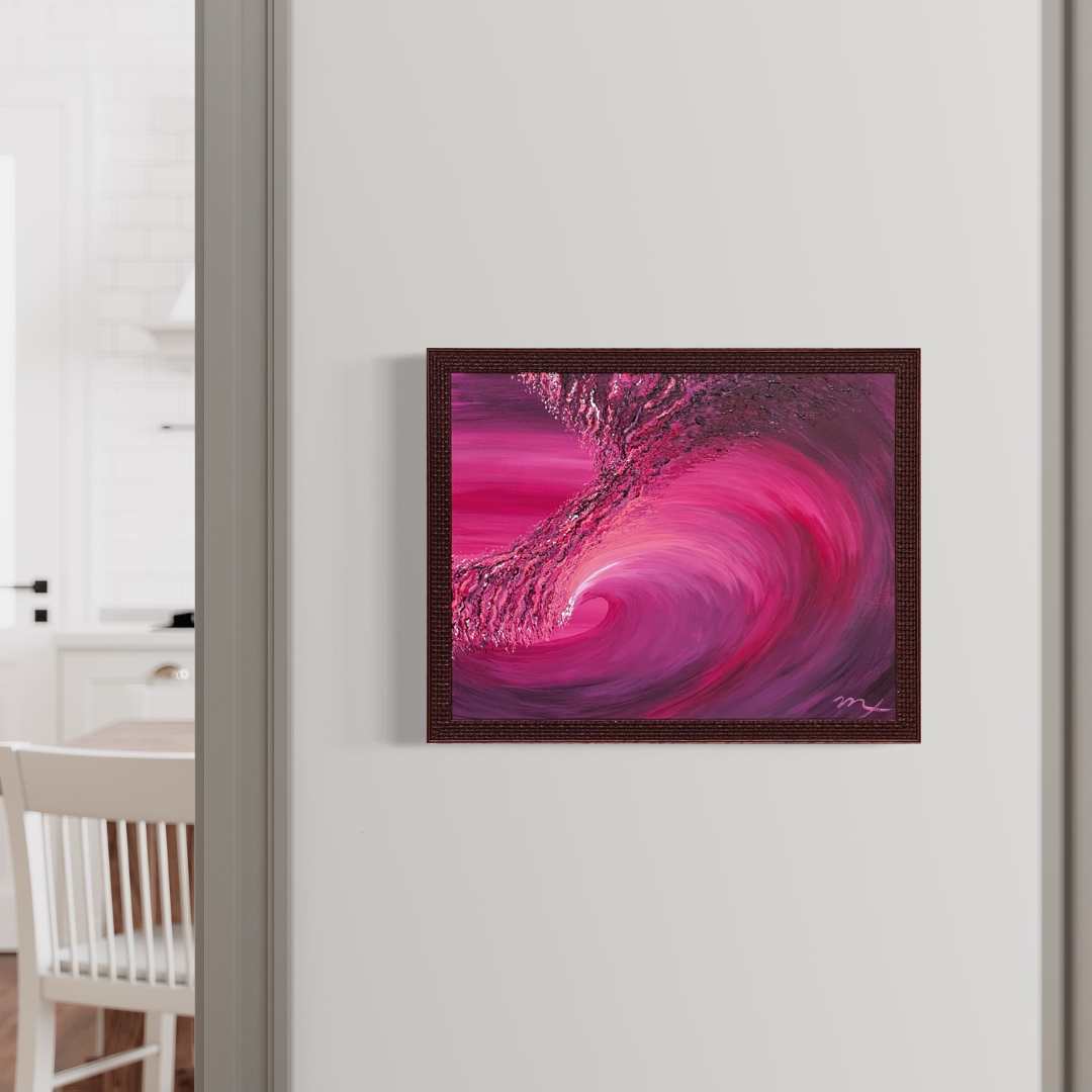 pink ocean, pink ocean decor, pink ocean art, purple art, surf art, kids room decor, pink aesthetic, hawaii aesthetic art