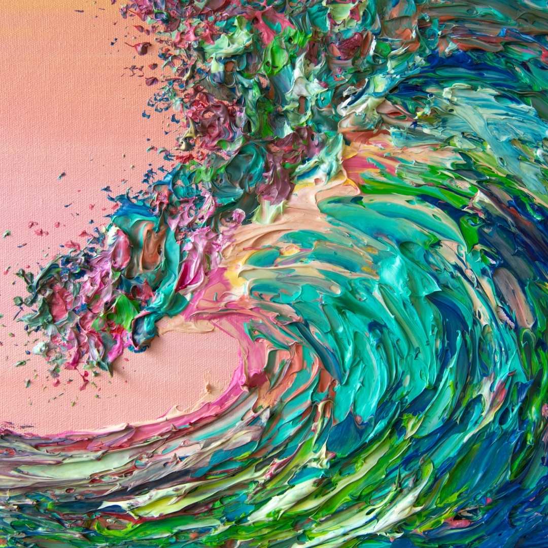 pink wave, ocean art, beach house decor, intuitive art, energy artist, vibrant decor, vibrant art print, hawaii art prints, hawaii ocean art, banzai pipeline, energy portrait