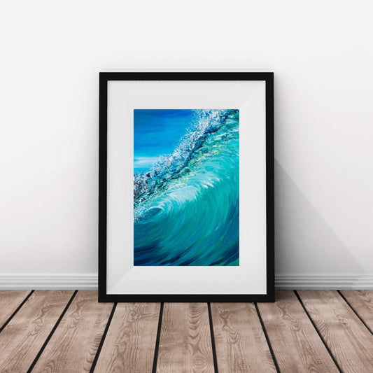 Blue ocean, blue wave, wave art print, hawaii art print, ocean waves