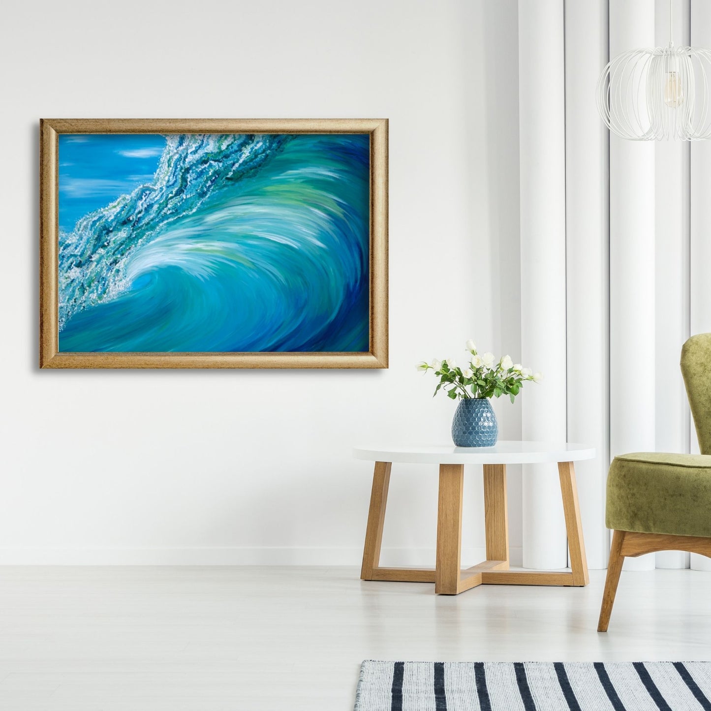 blue ocean wave signature Pipeline wave painting, blue ocean, hawaii art, surf art, art prints made in hawaii